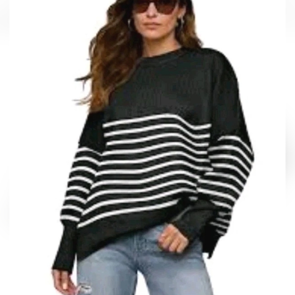 KIRUNDO Stripe Chunky Oversized Pullover Sweater NWT